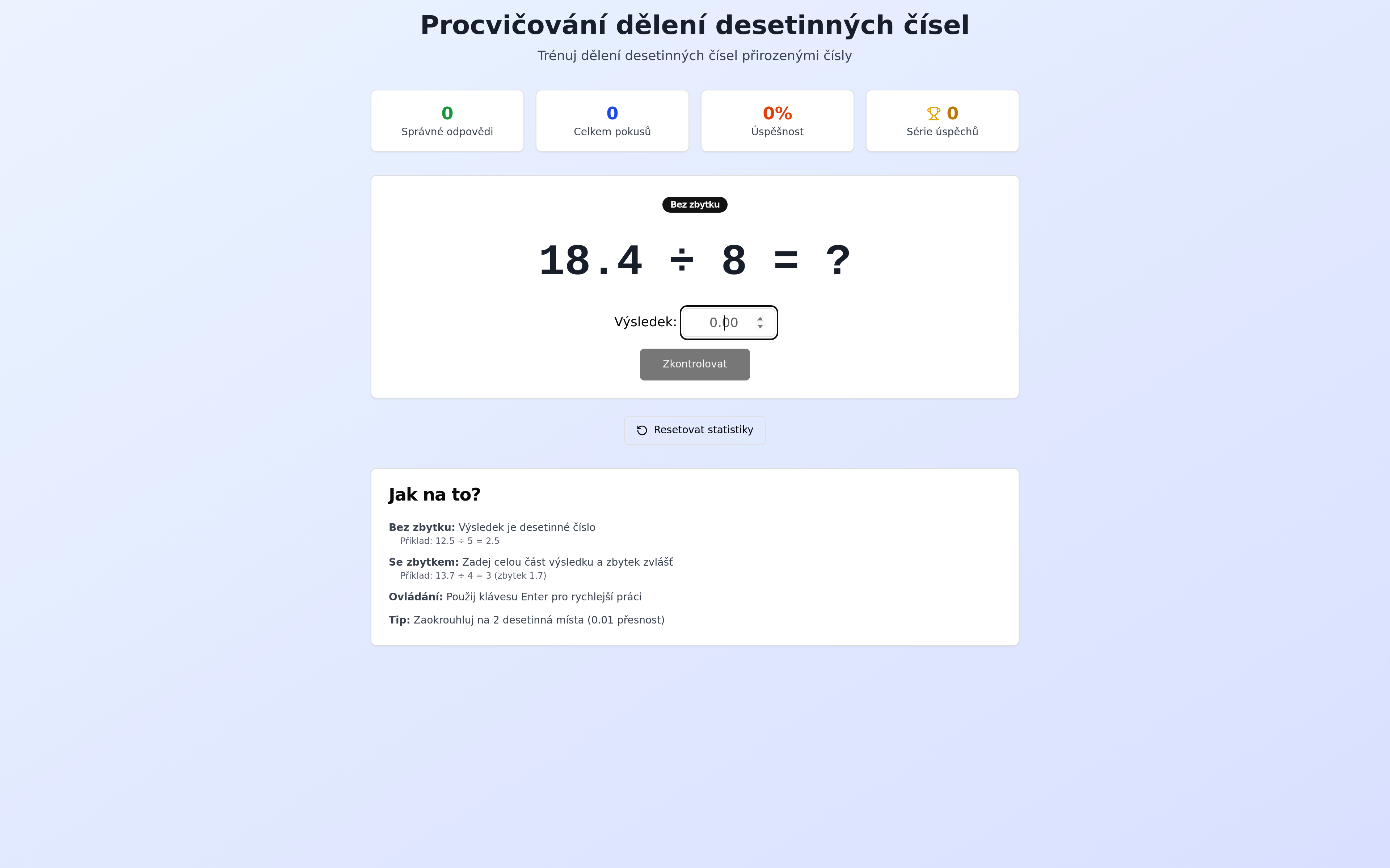 dělení desetinných čísel 1
