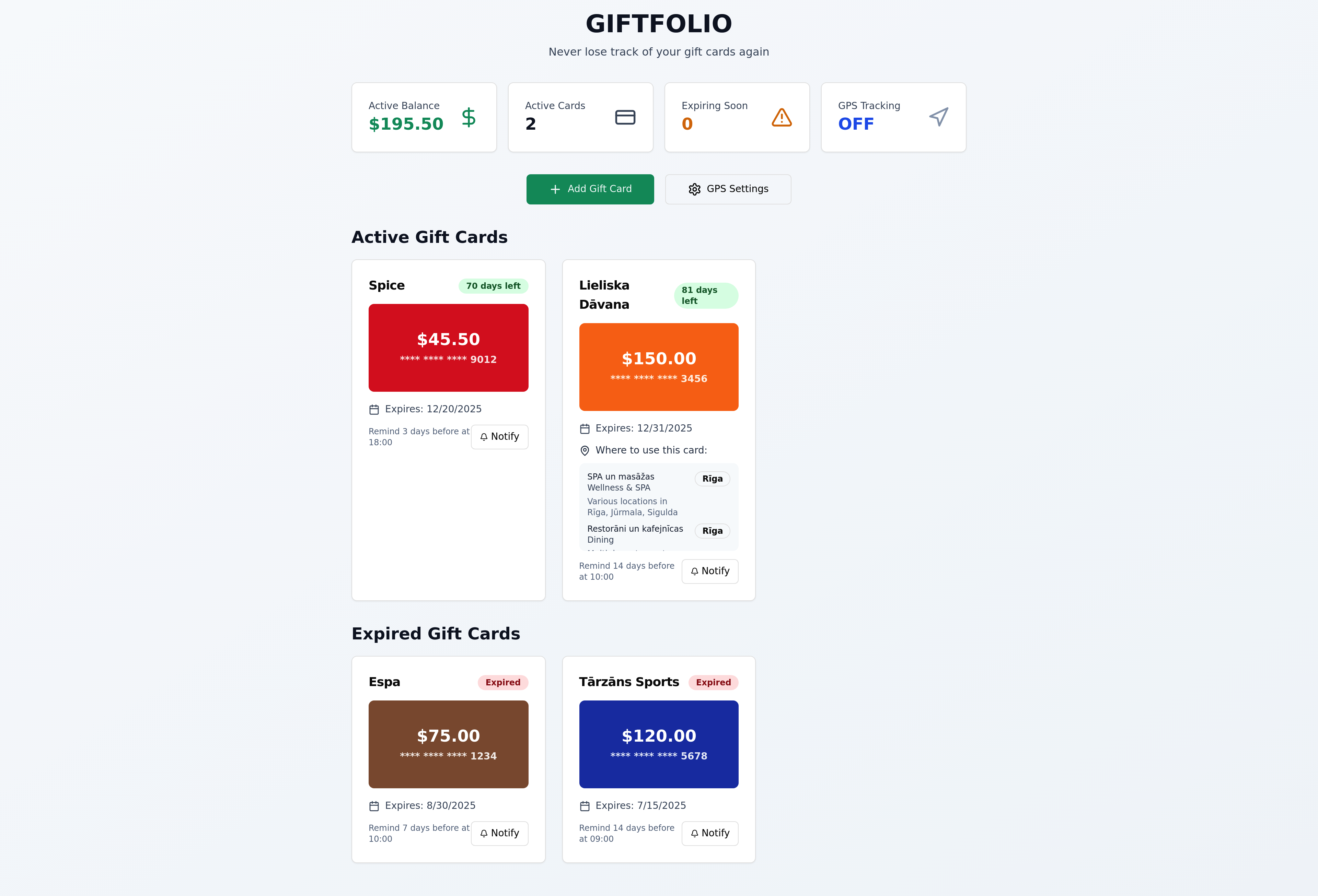 Gift Card App