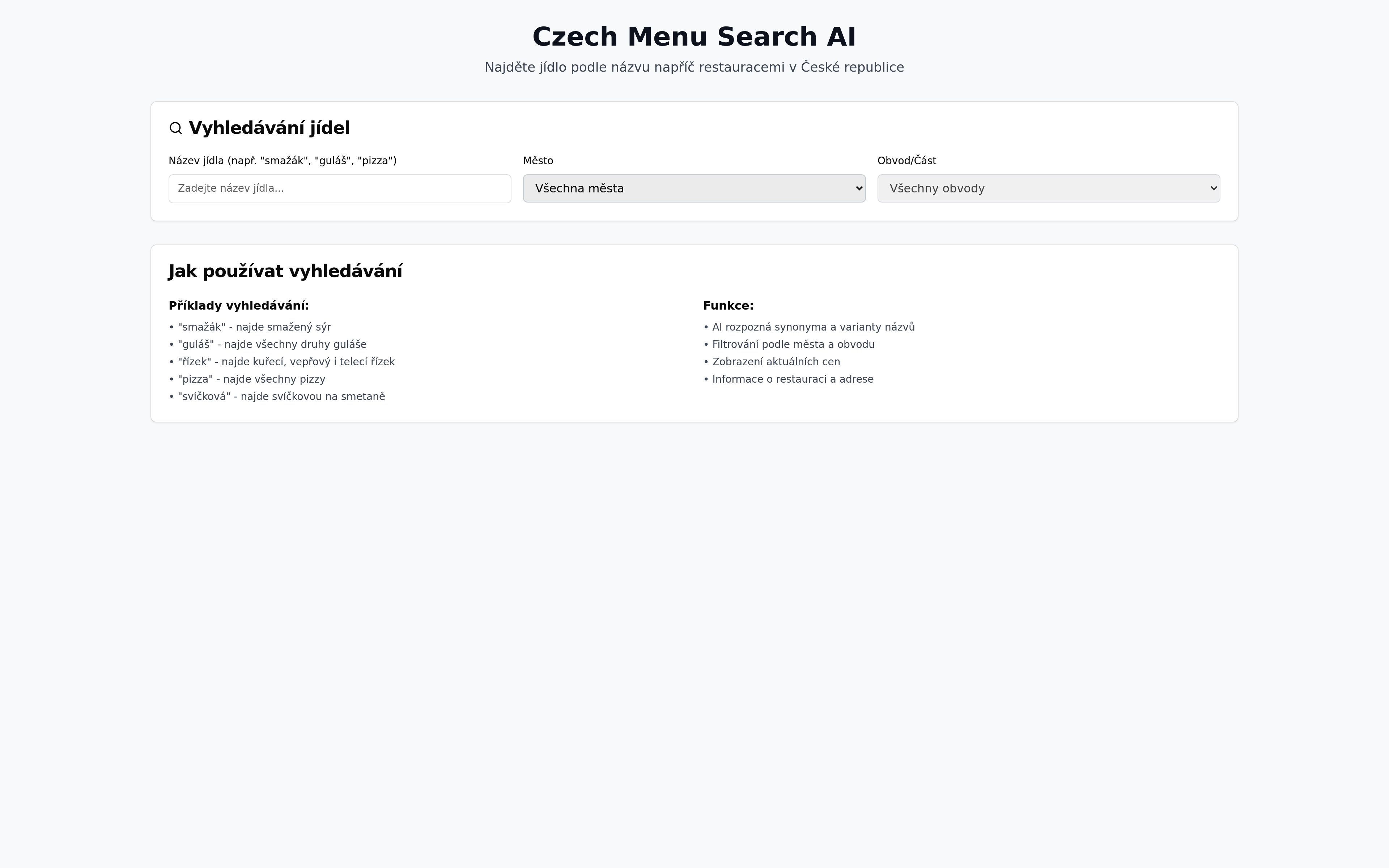 Czech Meal Finder