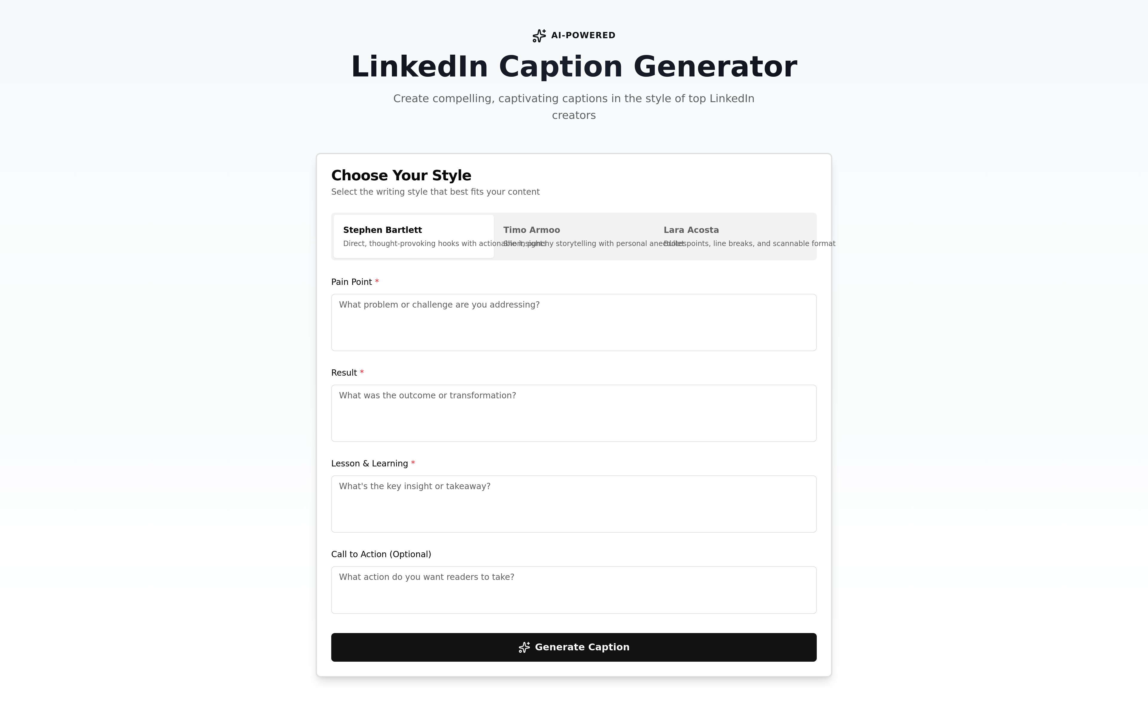 LinkedIn Caption Generator