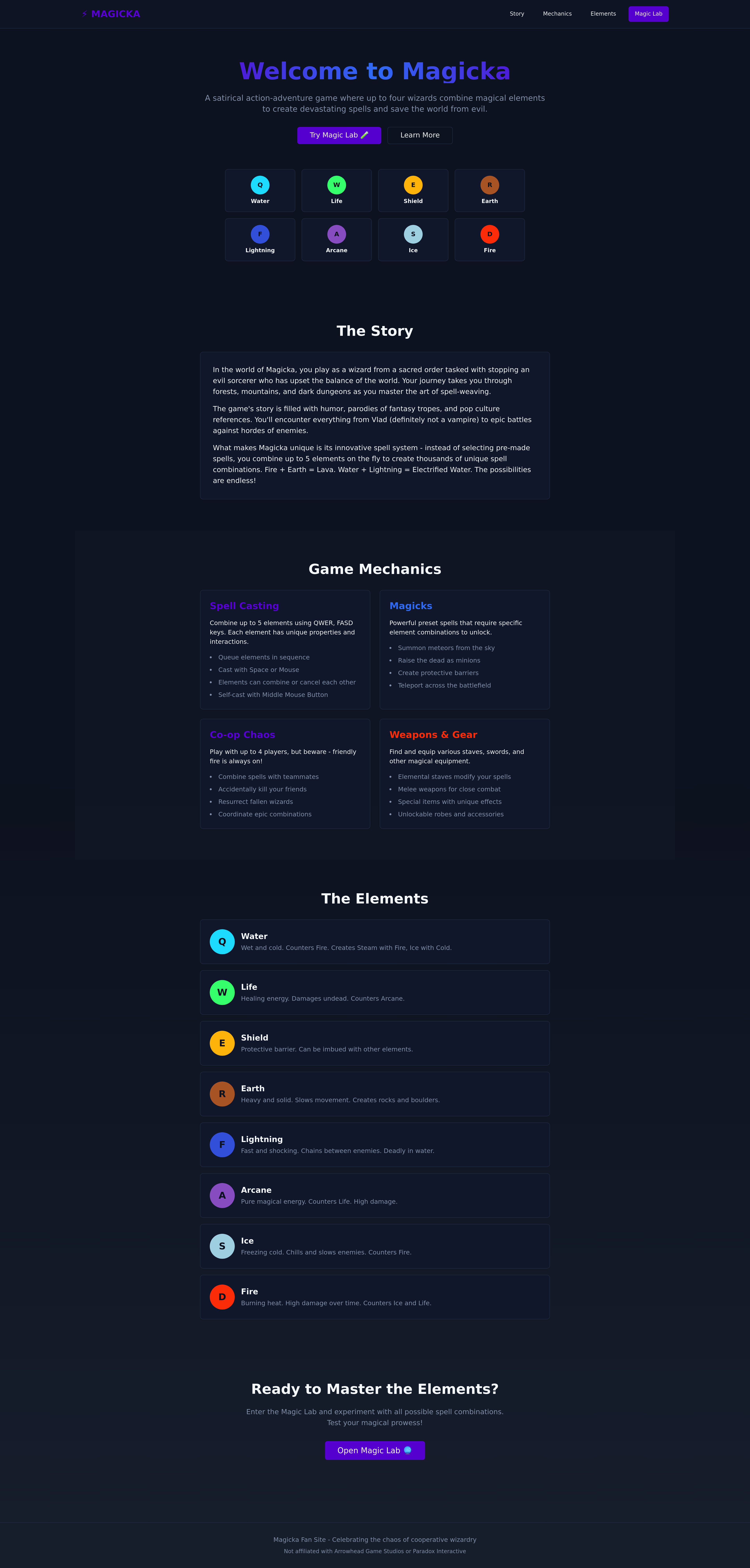 Magicka Game Site