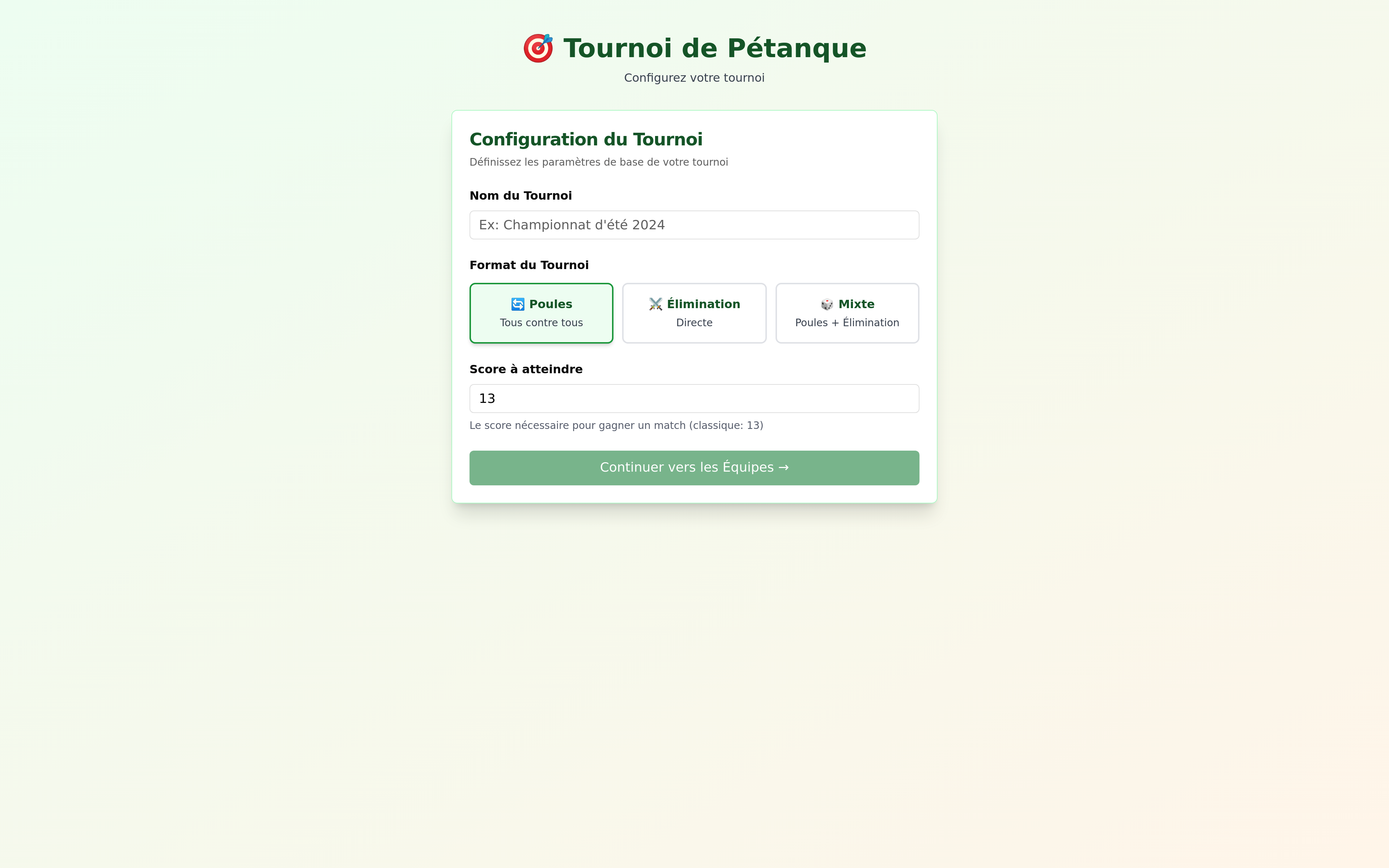 Pétanque Tournament App