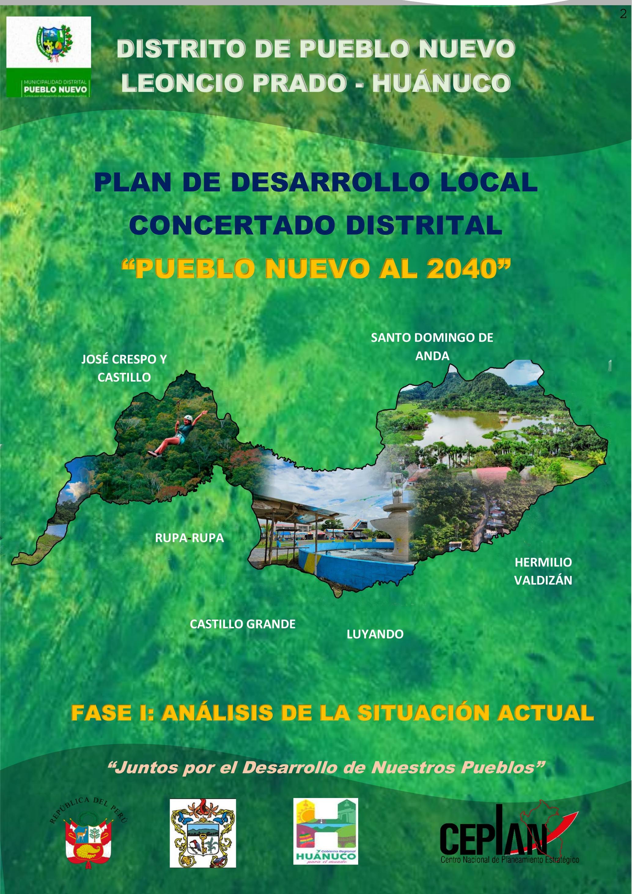 Mapa de la formulación del Plan de Desarrollo Local Concertado Distrital Pueblo Nuevo al 2040
