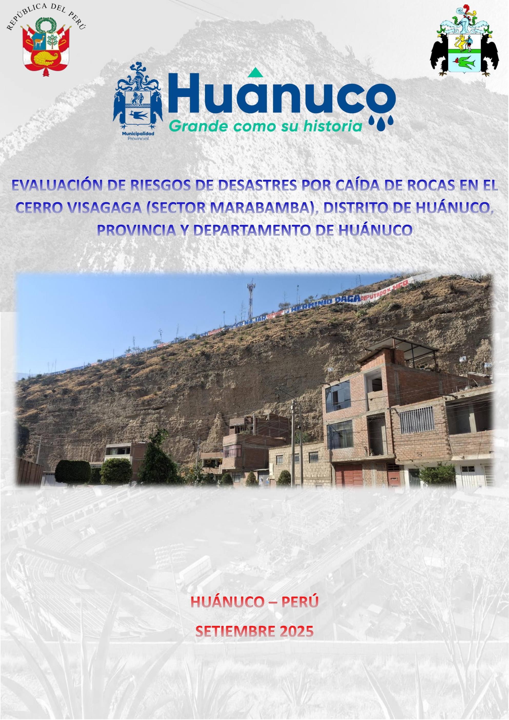 Mapa del nivel de peligro por caída de rocas en el cerro Visagaga, sector Marabamba, Huánuco