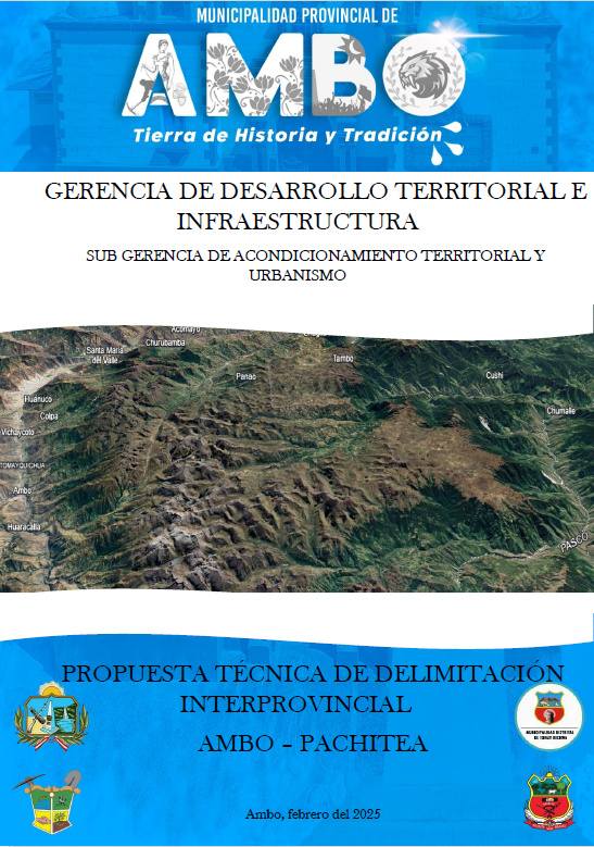 Mapa de la propuesta técnica de delimitación interprovincial entre Ambo y Pachitea