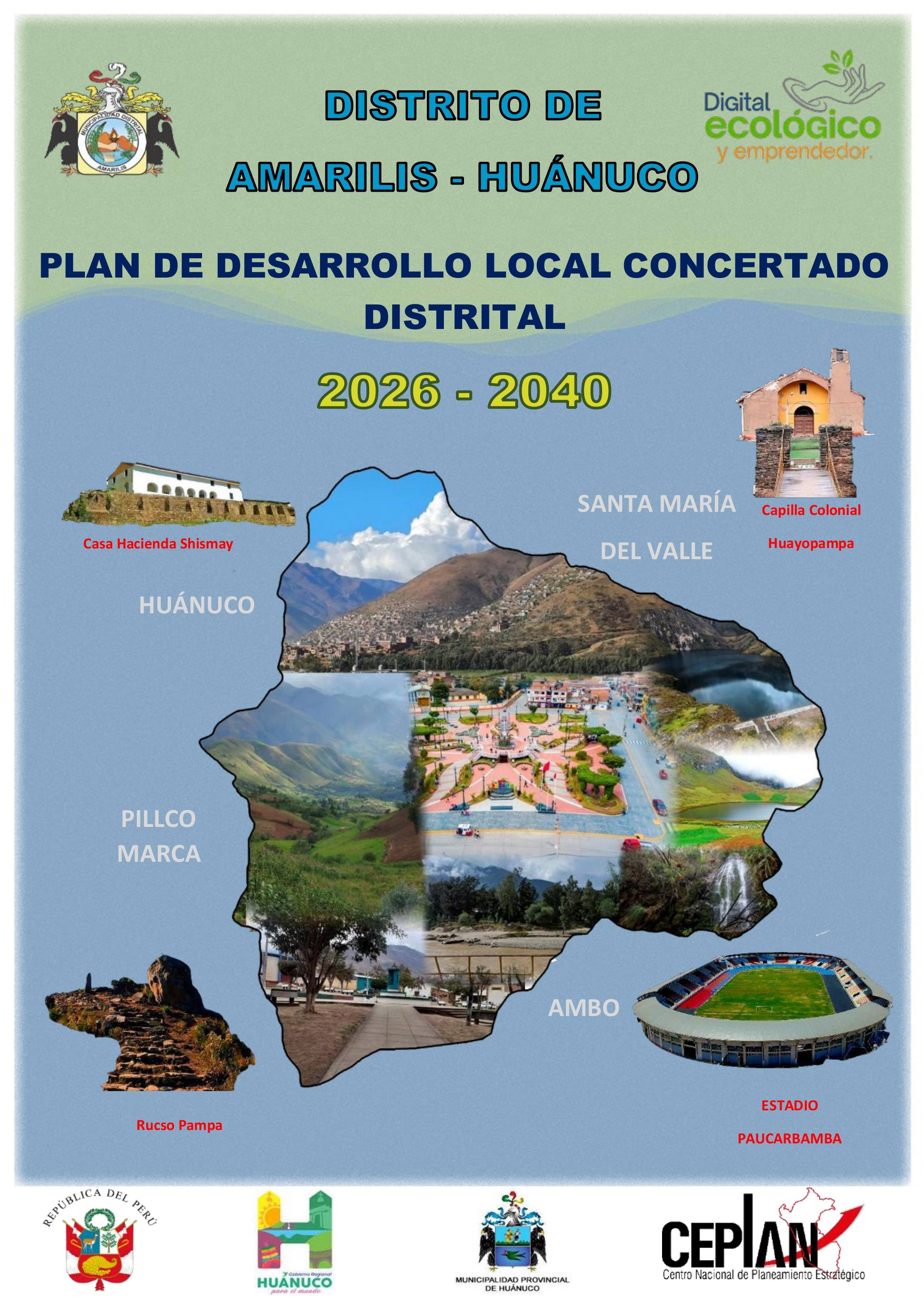 Portada del Plan de Desarrollo Local Concertado Distrital de Amarilis 2026–2040