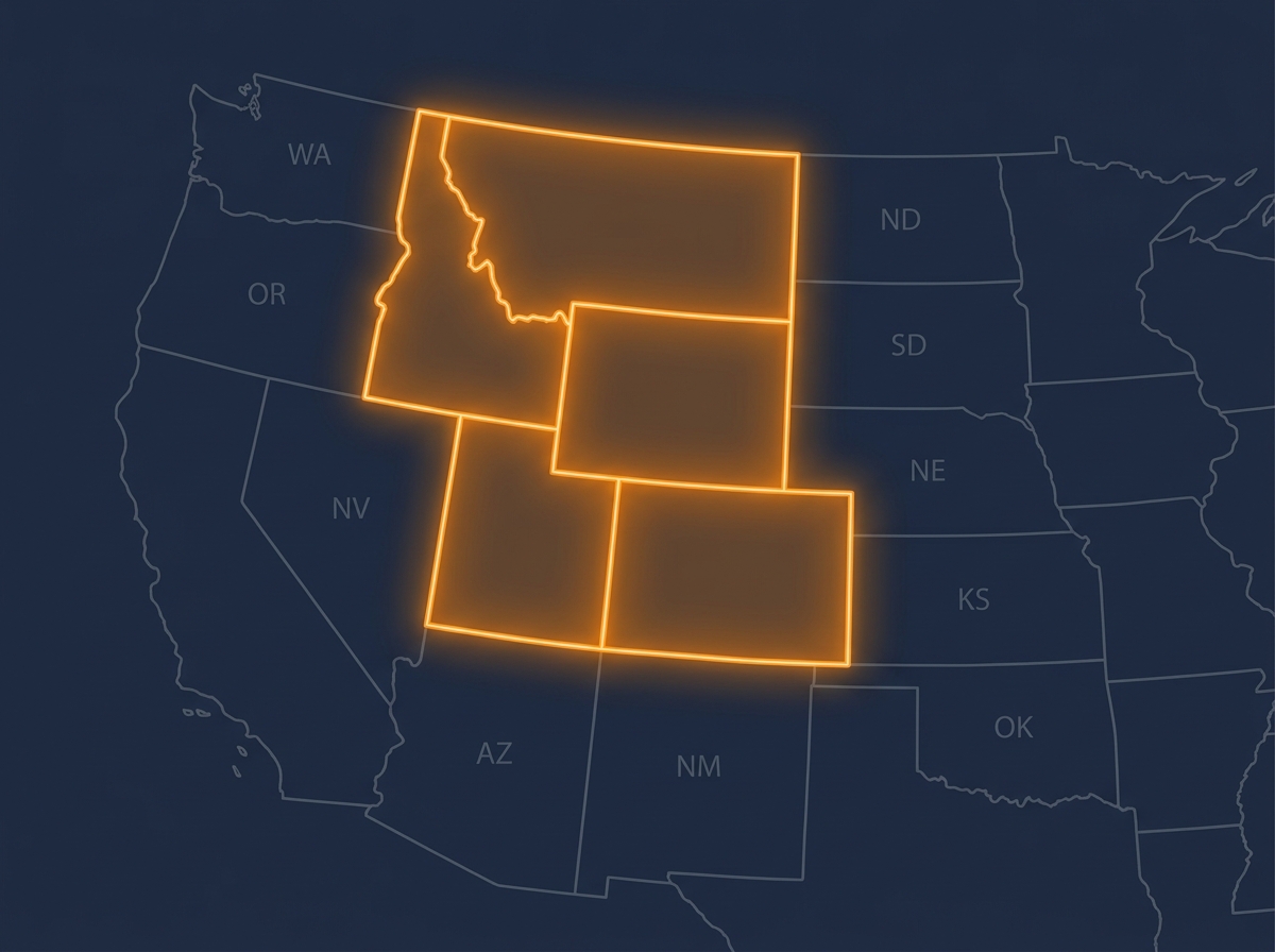 Heated driveway service map — Mountain States states