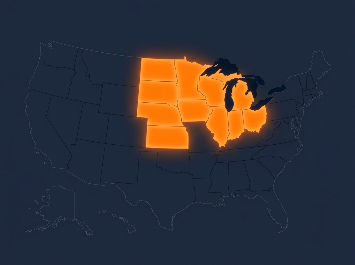 Heated driveway service map — Midwest States states