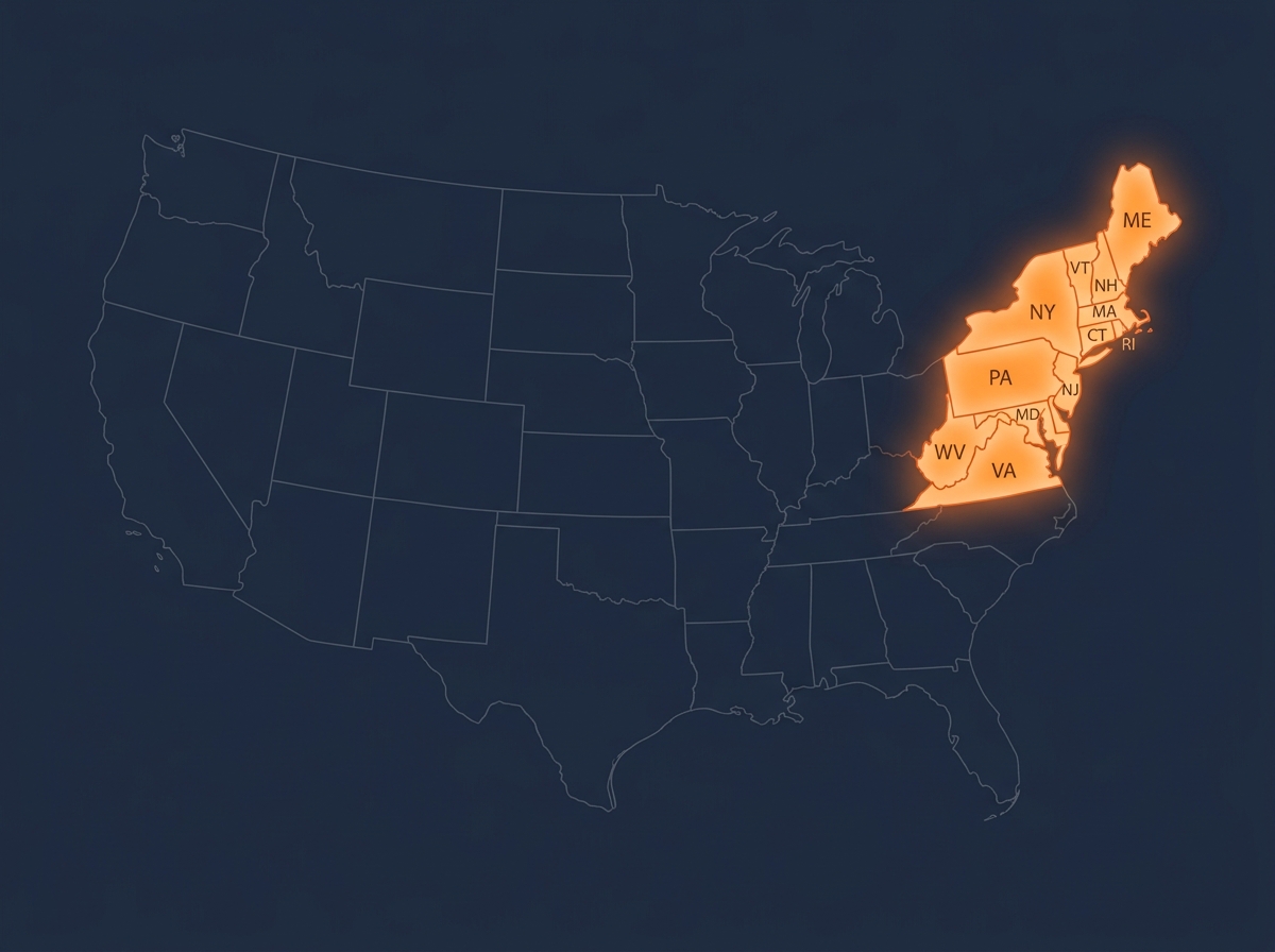Heated driveway service map — Eastern States states