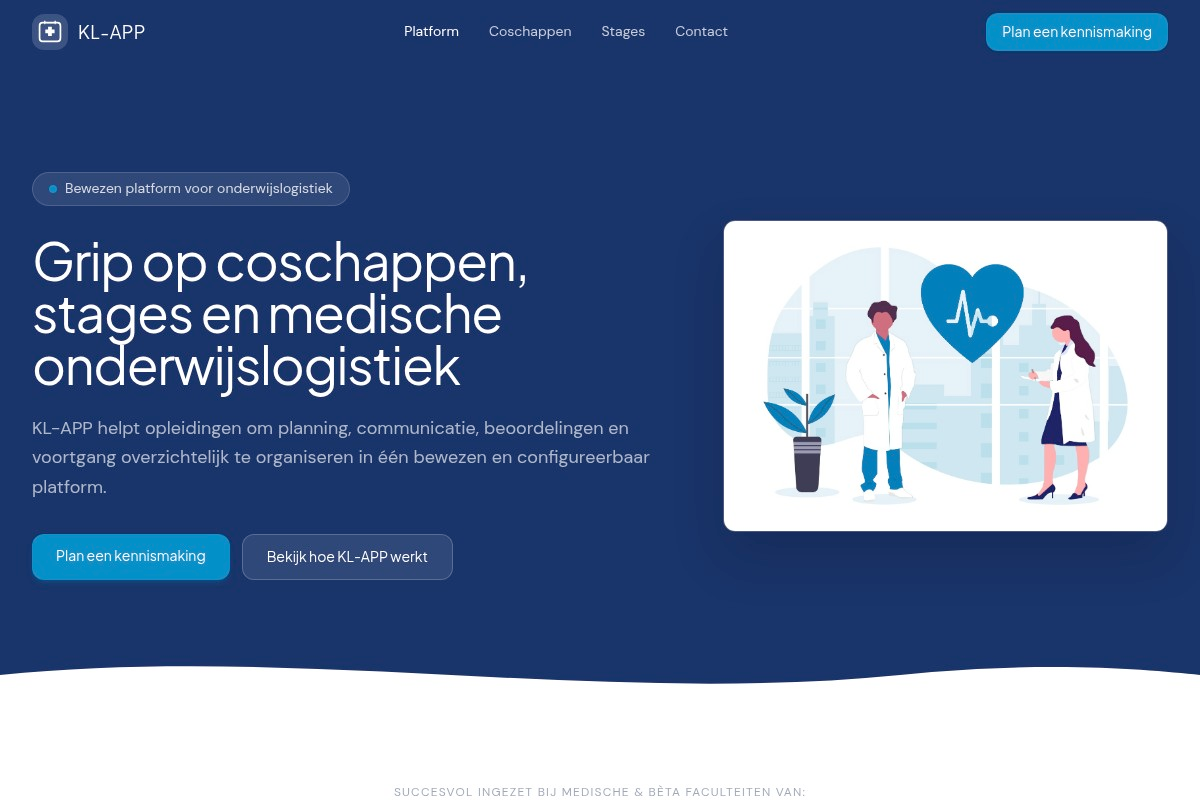 KL-APP – platform voor planning van stages en coschappen in het onderwijs