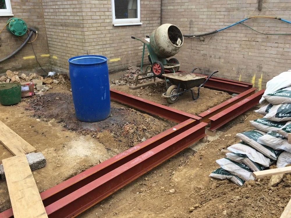 Ground beam steels on pile foundations