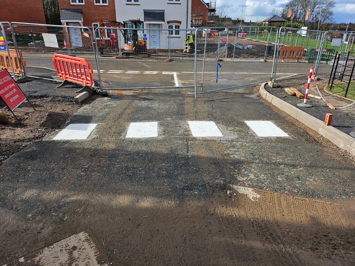 new homes, building site, zebra crossing, shrewsbury