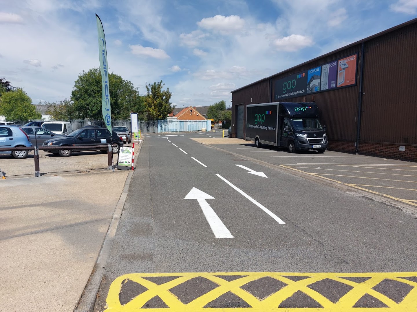 speed hump, arrows, center lines, west bromwich