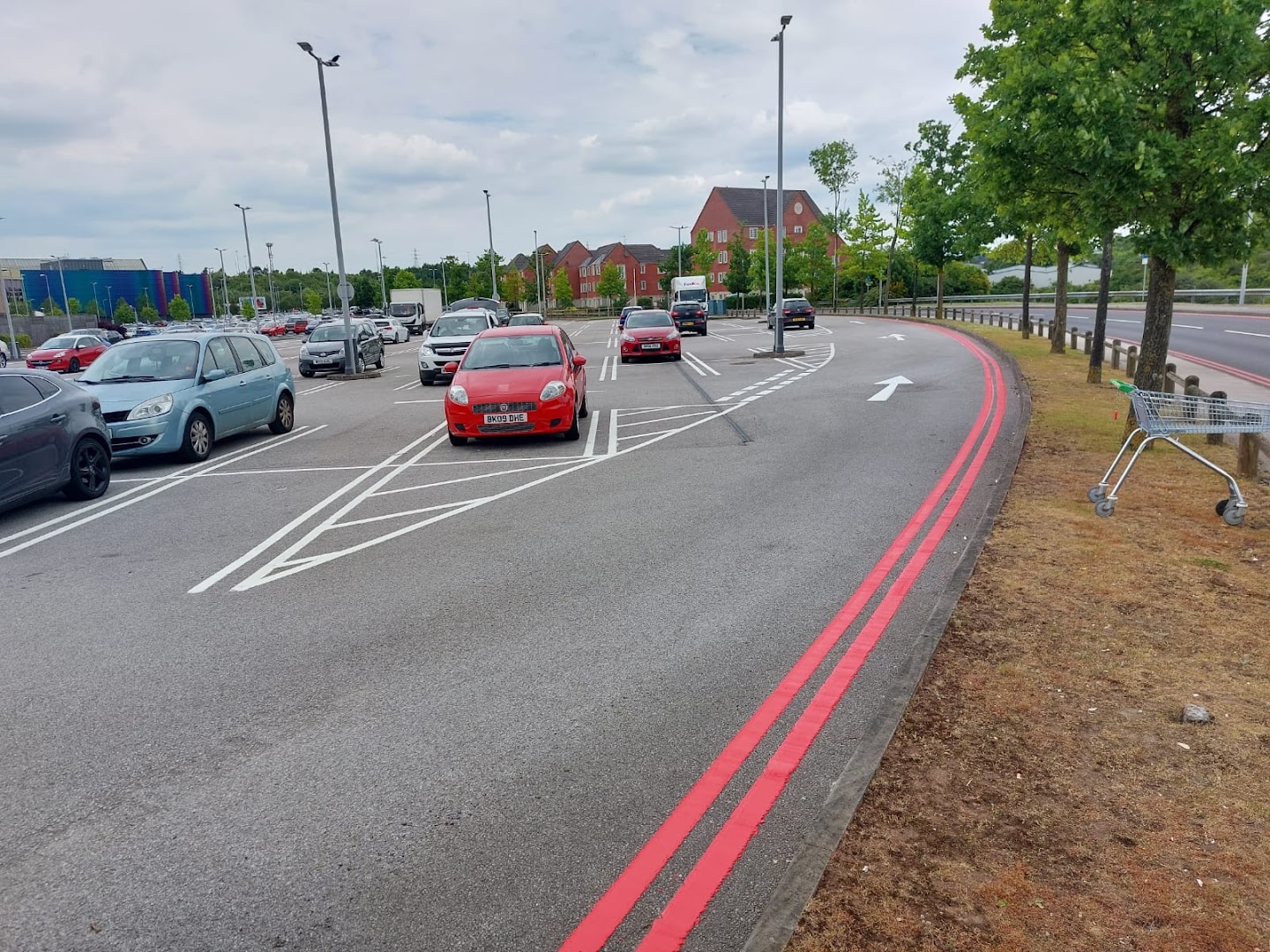 Double red lines, retail park