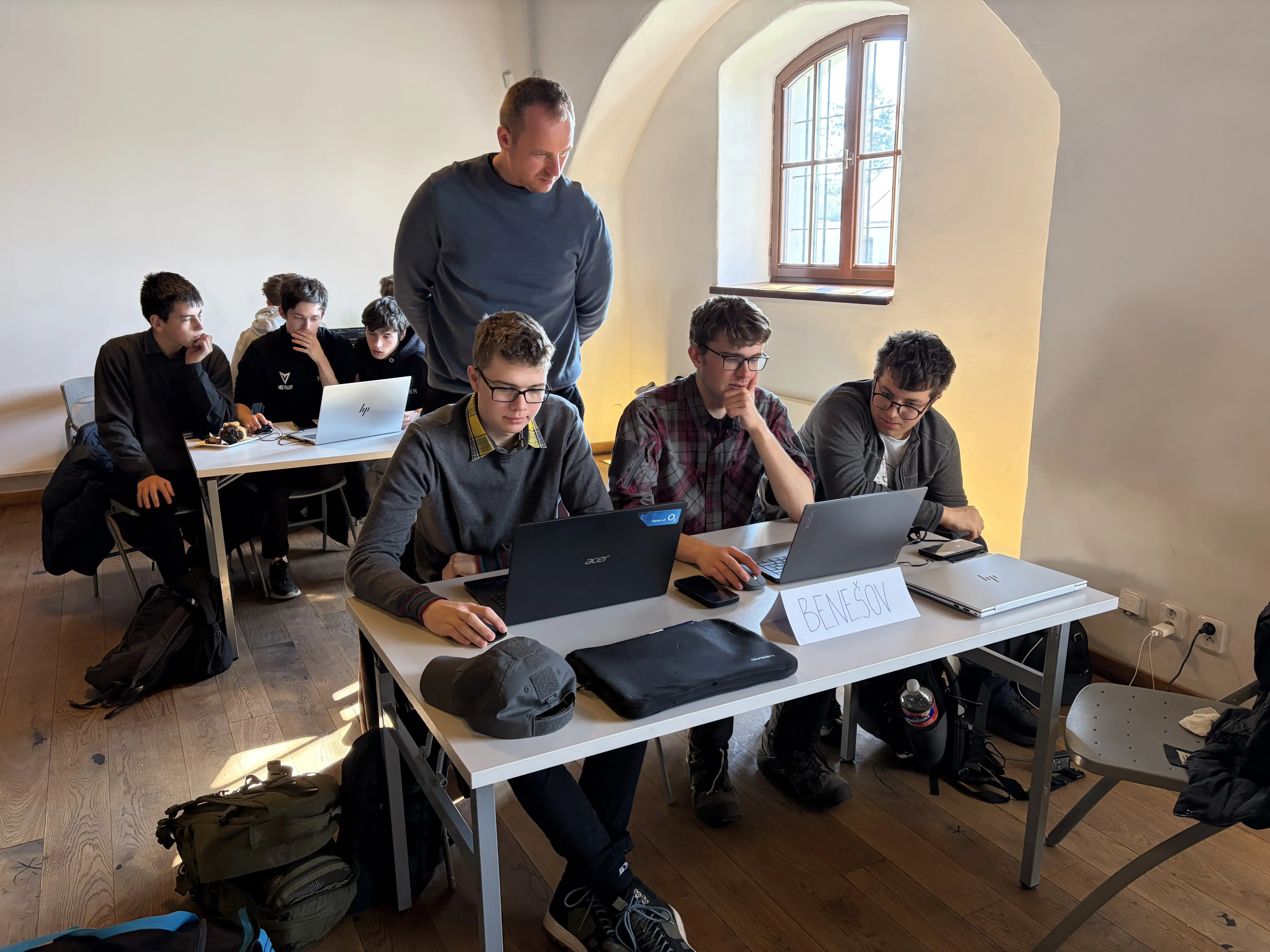 Students working on their apps during the hackathon