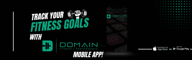 Track Your Fitness Goals with Domain Mobile App - Download on App Store and Google Play