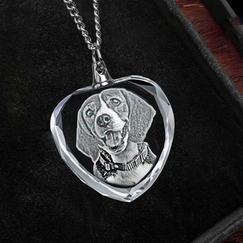 3D Photo Engraved Crystal Necklace