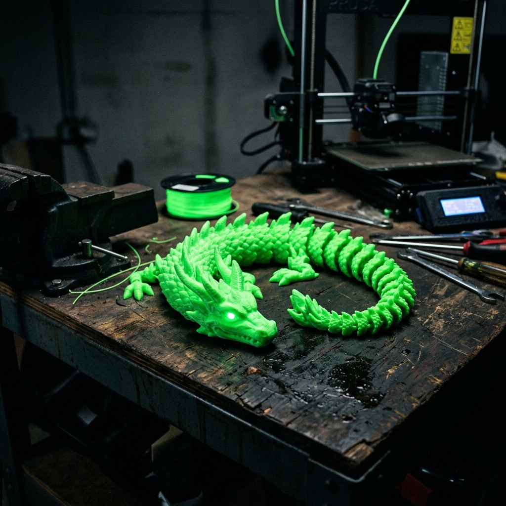 Flexi Dragon, Fidgets 3D printed by GoblinPrint