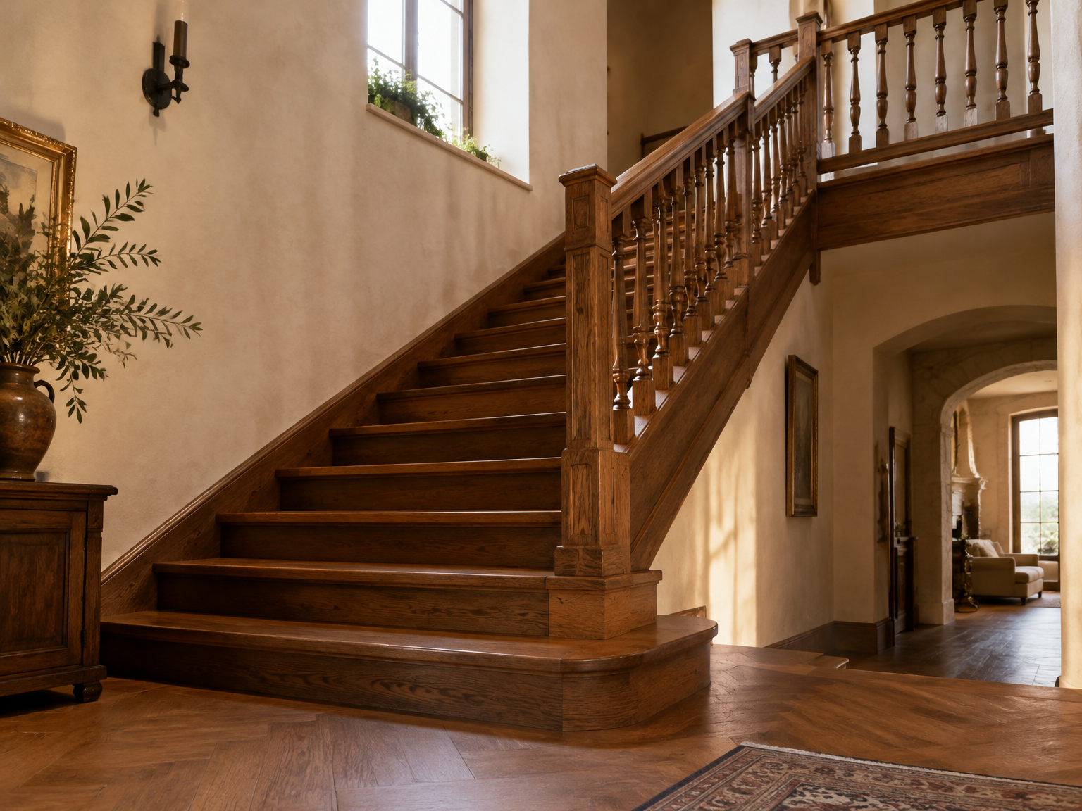 Scala in rovere massello in una villa