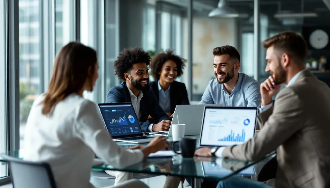 Professional business team discussing digital marketing strategy
