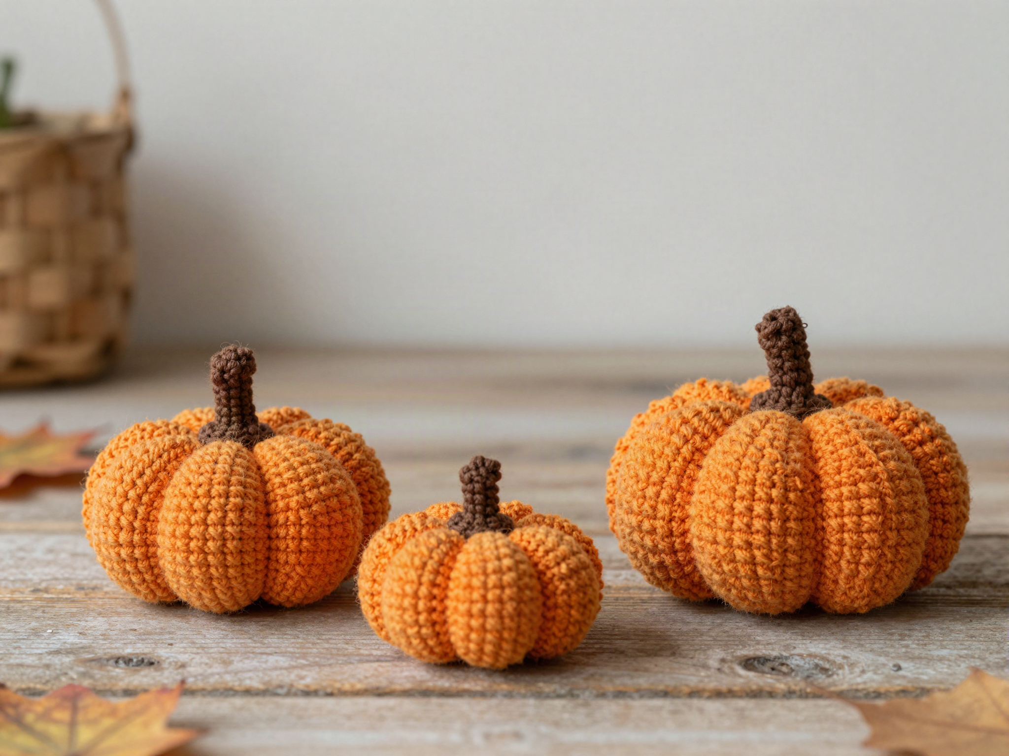 Amigurumi Pumpkin Trio — finished crochet project photo