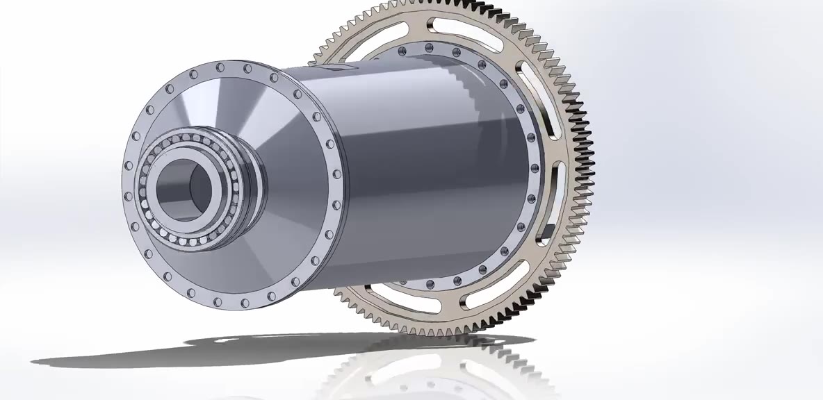 3D CAD model of a ball mill on a rotating view poster