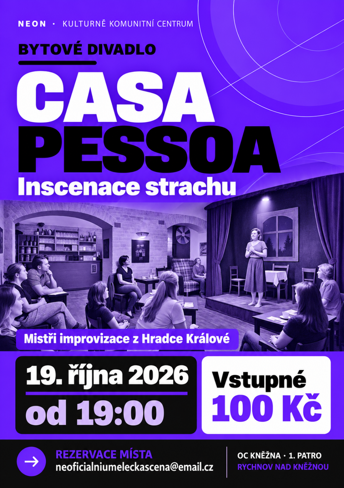 Plakát bytového divadla Casa Pessoa v NEONu