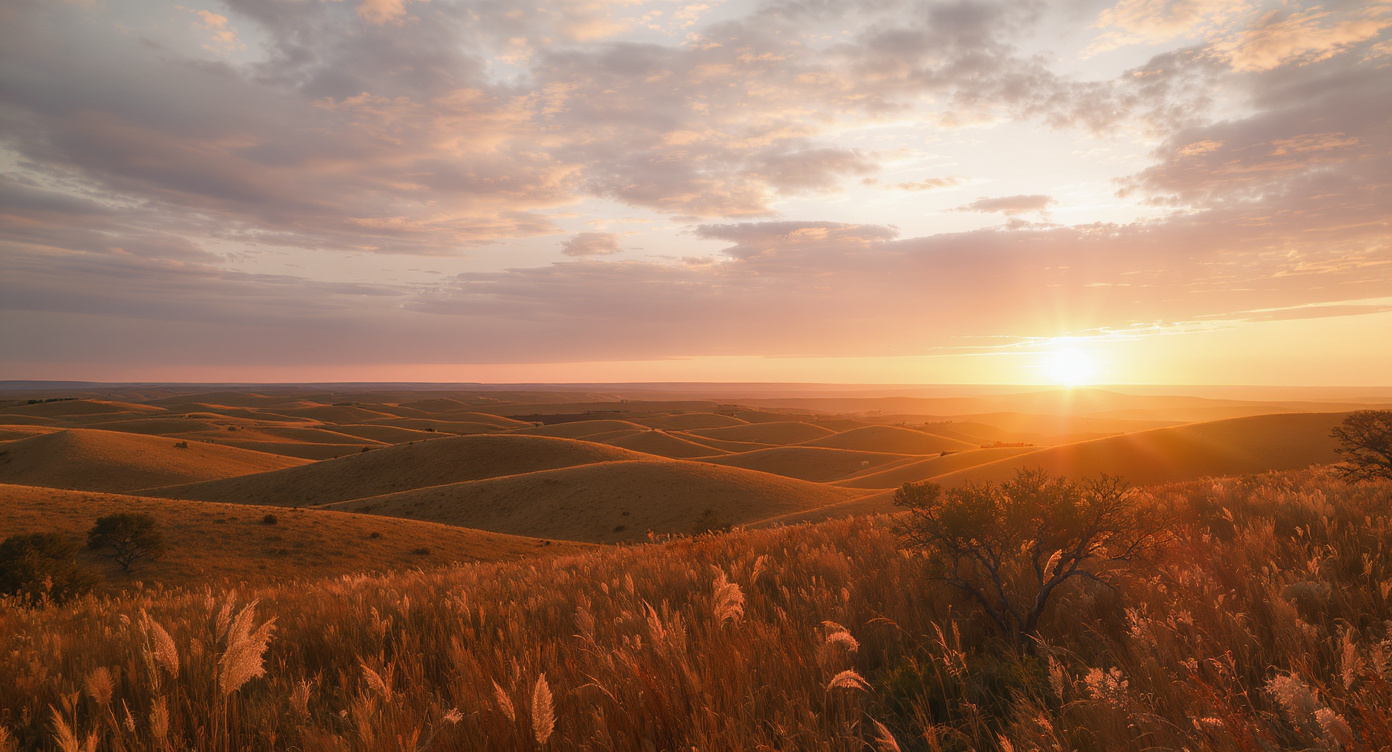 Texas Hill Country landscape at golden hour