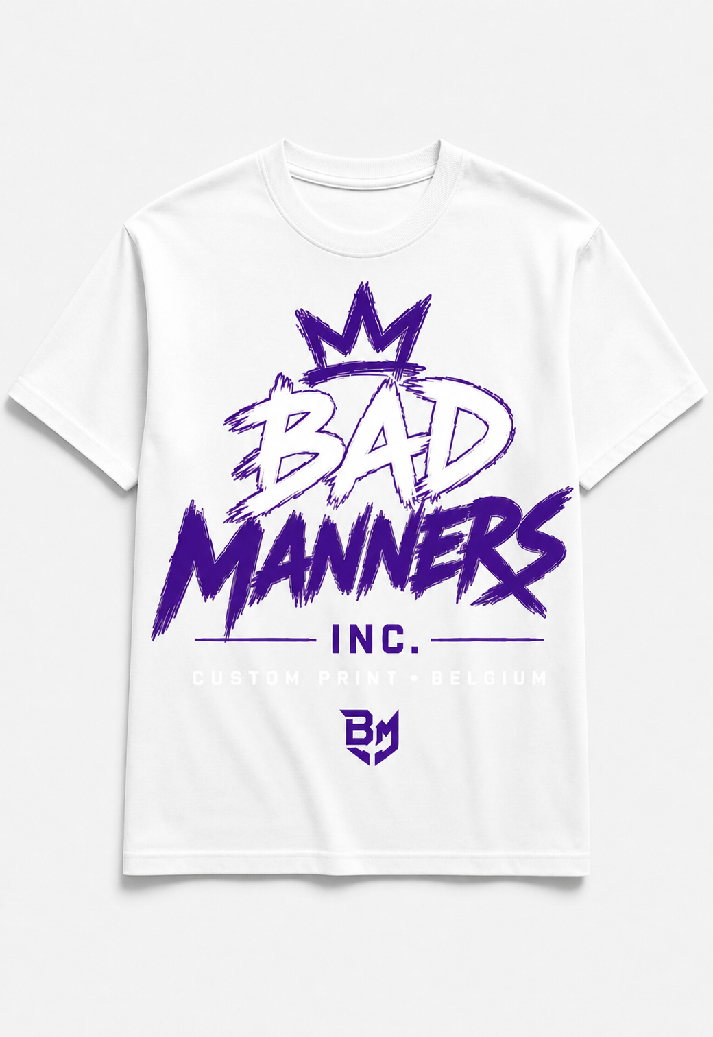 Bright Purple Tee in White, beschikbaar in unisexfit